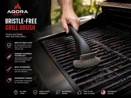 AQORA™ Chainmail Grill Brush — Bristle-Free & Built to Last
