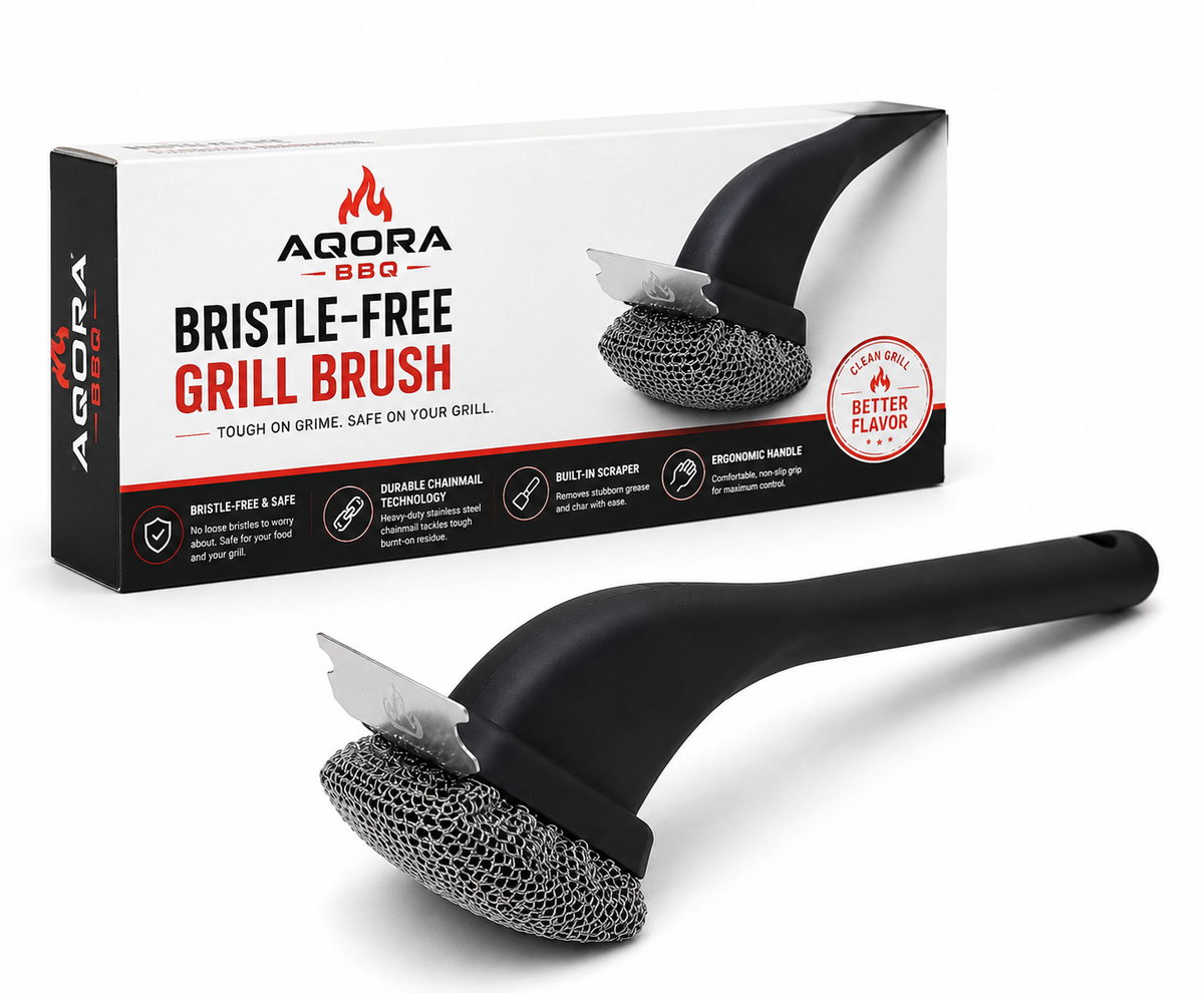 AQORA™ Chainmail Grill Brush — Bristle-Free & Built to Last