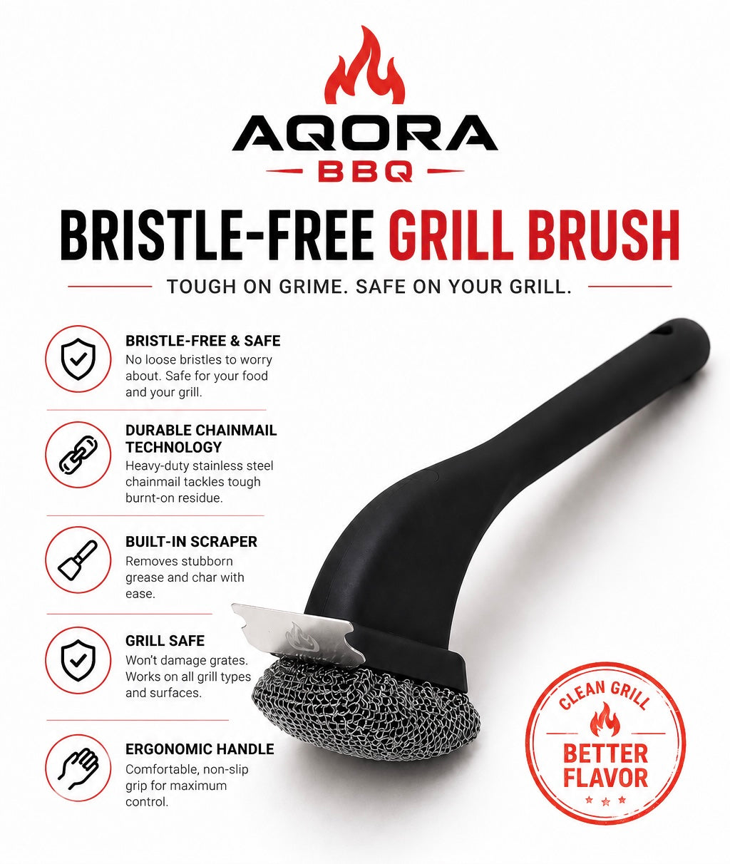 AQORA™ Chainmail Grill Brush — Bristle-Free & Built to Last