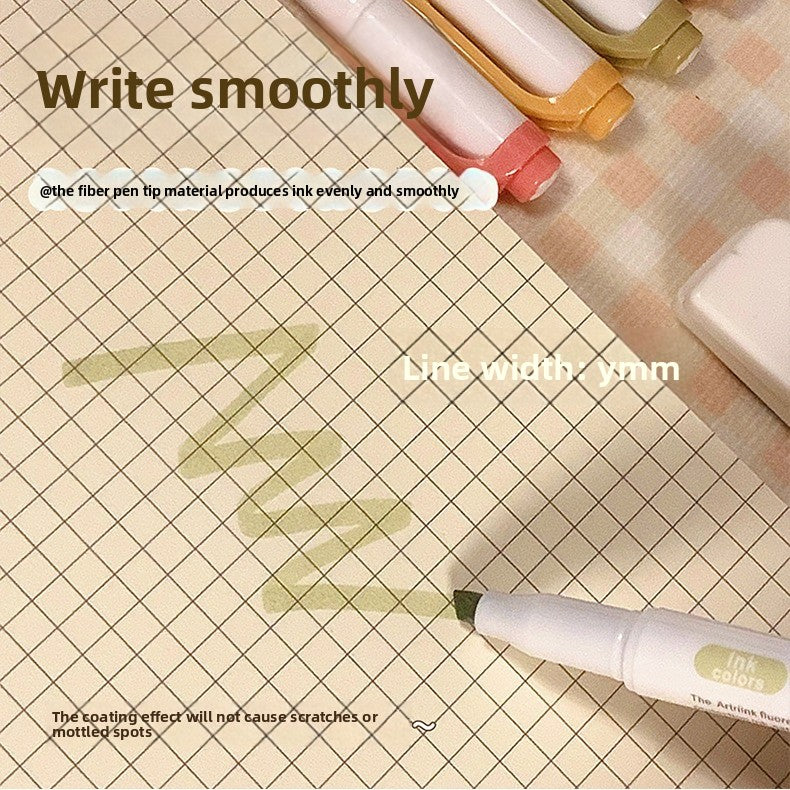 Double-head Vintage Highlighter Pen Light Color Marker