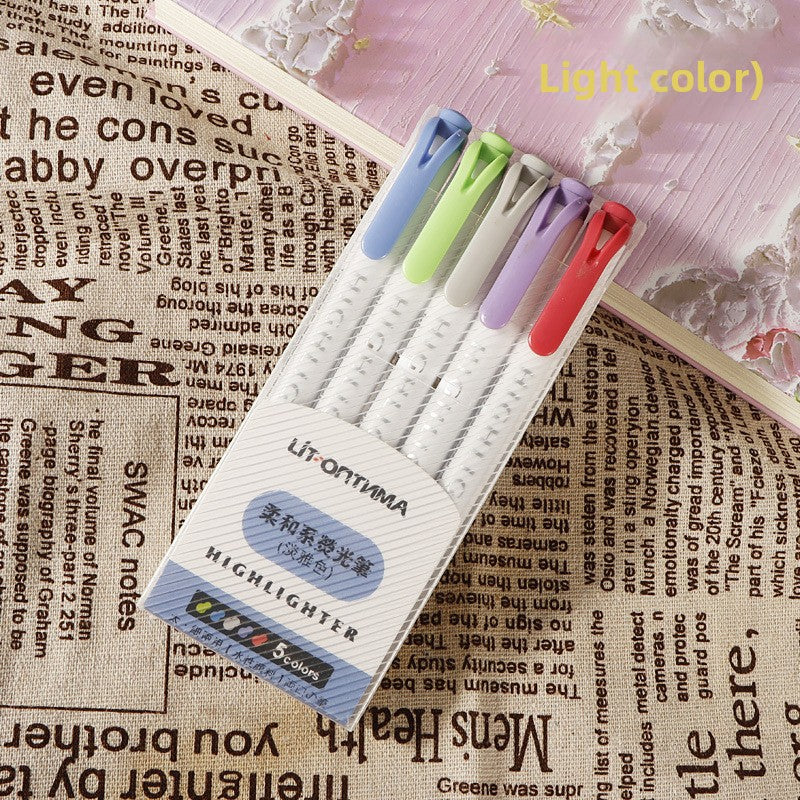 Double-head Vintage Highlighter Pen Light Color Marker