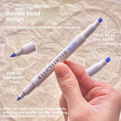 Double-head Vintage Highlighter Pen Light Color Marker